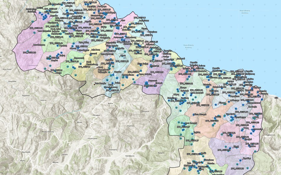 Χάρτης ζωνών υδροδότησης ΔΕΥΑ Αιγιαλείας — Σχέδιο Ασφάλειας Νερού